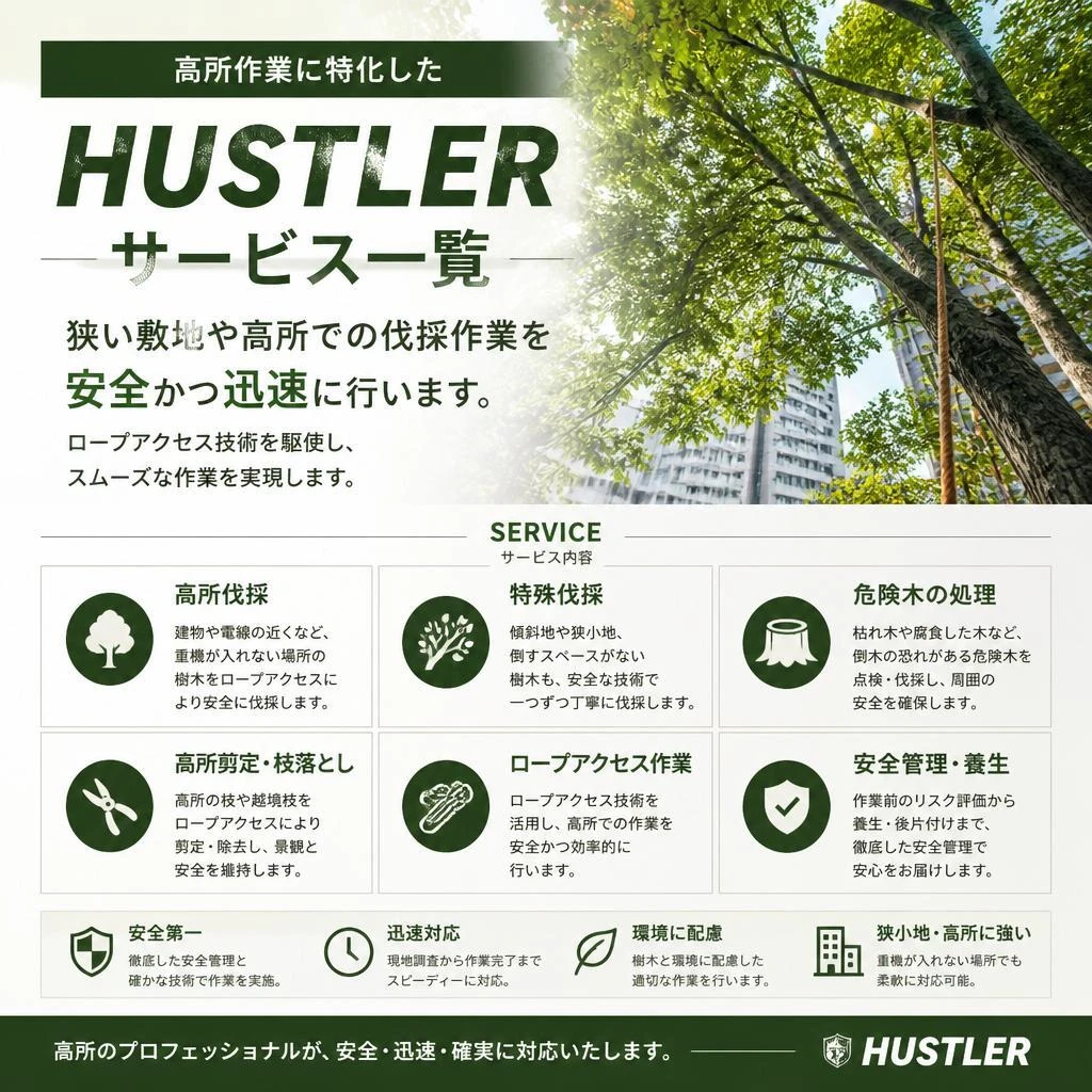 高所の特殊伐採サービスとは？